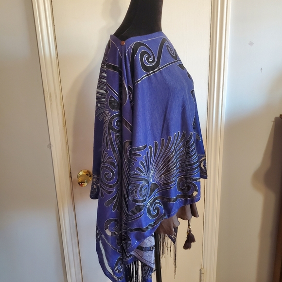 Unbranded Burnout Navy Metallic Silver Shawl Topper Scarf Multi wear Whimsigoth - Picture 7 of 11